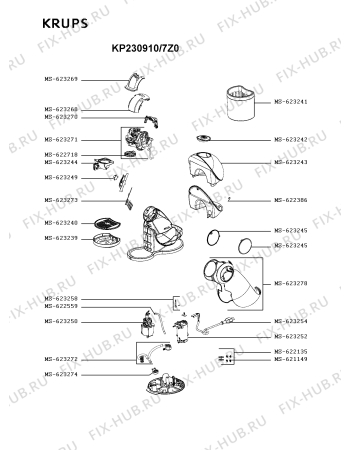 Схема №1 KP230910/7Z0 с изображением Покрытие для кофеварки (кофемашины) Krups MS-623278