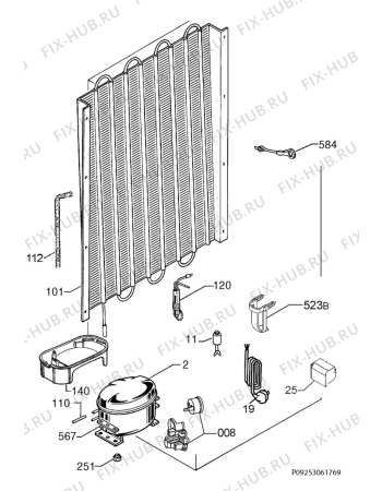 Взрыв-схема холодильника Juno JCU15810S5 - Схема узла Cooling system 017