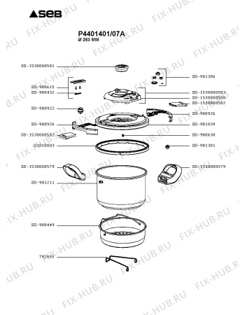 Схема №1 P4401401/07A с изображением Сотейника Seb SS-1530000580