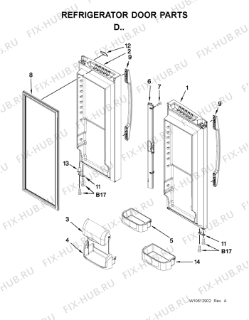 Схема №4 5GFC20PRAA с изображением Ящик (корзина) для холодильника Whirlpool 482000013240