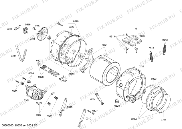 Взрыв-схема стиральной машины Siemens WM14S44AOE advantiq made in Germany S14.44 - Схема узла 03