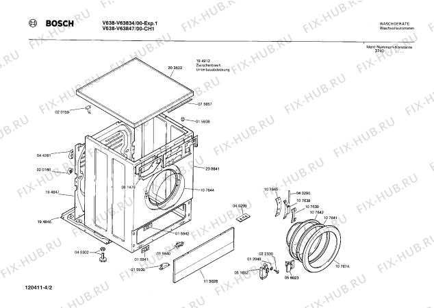 Взрыв-схема стиральной машины Bosch V63834 V638 - Схема узла 02