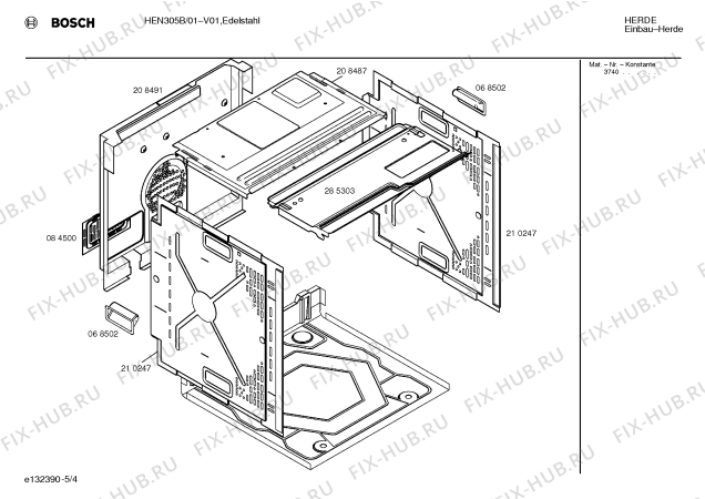 Взрыв-схема плиты (духовки) Bosch HEN305B - Схема узла 04