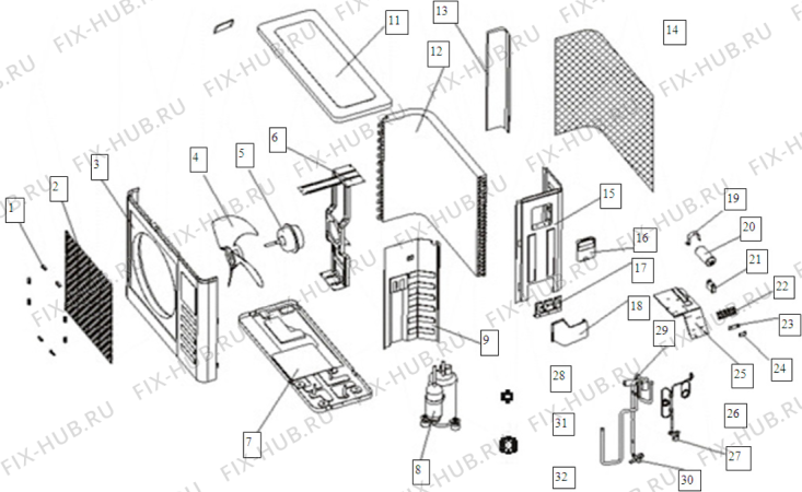 Схема №1 MONOOF09UE (F056950) с изображением Ветродув внутреннего блока для кондиционера Indesit C00278435
