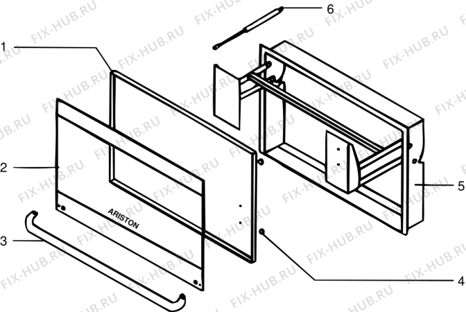 Схема №1 PMX (F014220) с изображением Дверца для духового шкафа Indesit C00134202