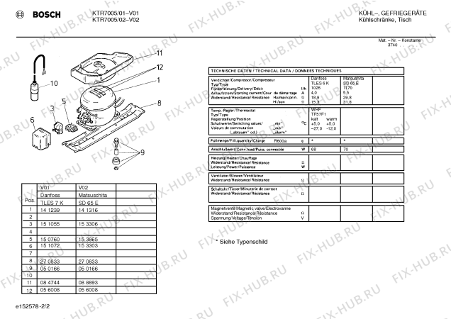 Взрыв-схема холодильника Bosch KTR7005 - Схема узла 02