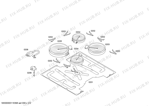 Схема №2 3ET710X с изображением Блок подключения для плиты (духовки) Bosch 00616710