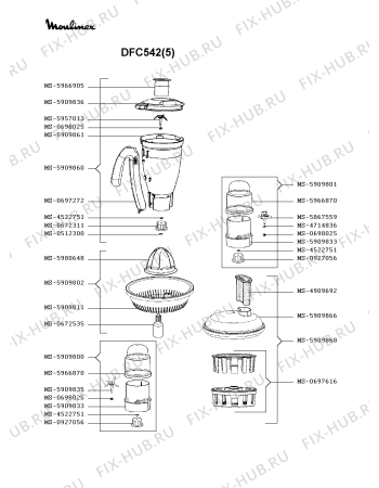 Взрыв-схема кухонного комбайна Moulinex DFC542(5) - Схема узла JP003267.1P2
