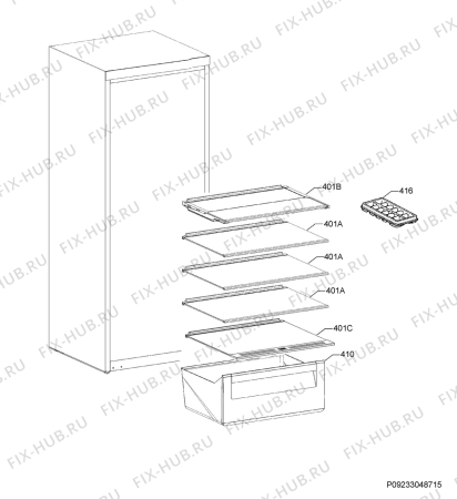 Взрыв-схема холодильника Electrolux IK247SEEV - Схема узла Internal parts