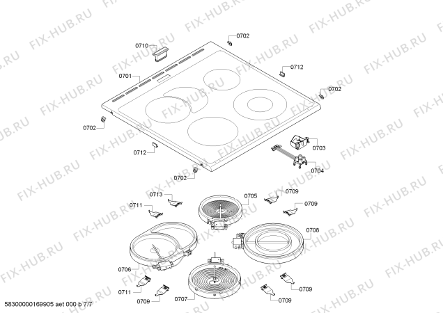 Схема №4 HCE644620R с изображением Стеклокерамика для плиты (духовки) Bosch 00711037