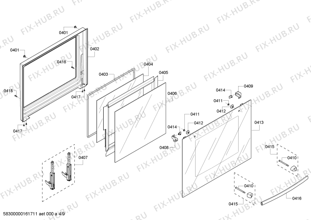 Схема №5 HBL3560UC с изображением Внешняя дверь для плиты (духовки) Bosch 00246559