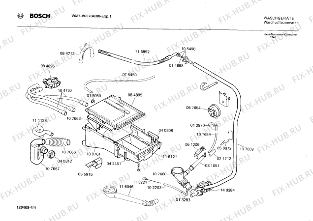 Взрыв-схема стиральной машины Bosch V63734 V637 - Схема узла 04
