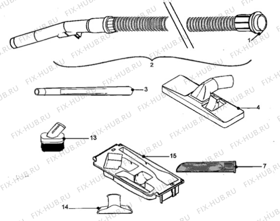 Взрыв-схема пылесоса Tornado TO137 - Схема узла Hose