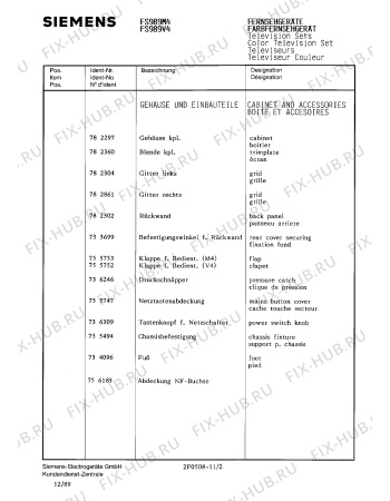 Схема №5 FS989V4 с изображением Сетевой трансформатор для телевизора Siemens 00756565