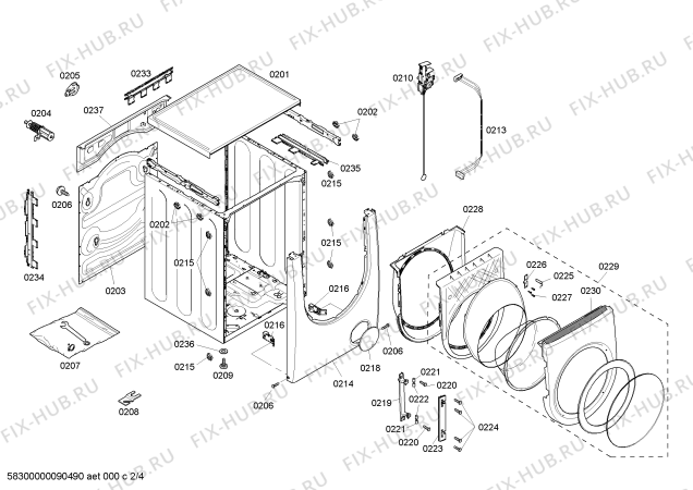Схема №2 WFMC3200MX Nexxt с изображением Манжета люка для стиральной машины Bosch 00243834