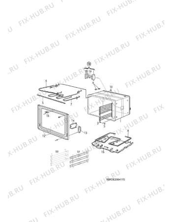 Взрыв-схема комплектующей Electrolux EKC6187AB - Схема узла H10 Main Oven Cavity (large)