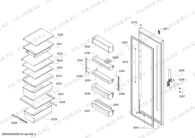 Схема №3 3FCC647WE Balay с изображением Выдвижной ящик для холодильной камеры Bosch 00777583