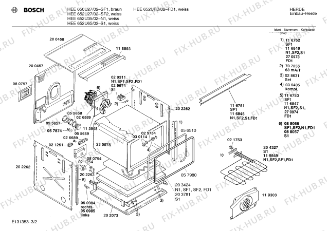 Схема №2 HBE632UNN с изображением Индикатор для плиты (духовки) Bosch 00030542