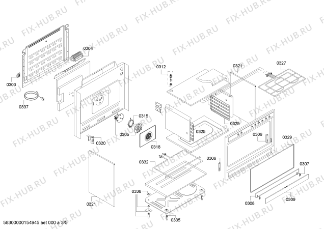 Схема №3 HSB775055N с изображением Панель управления для духового шкафа Bosch 00710528