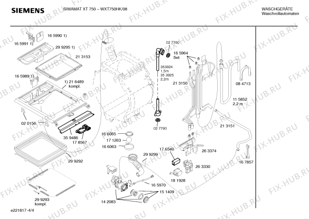 Схема №2 WXT750HK Siemens SIWAMAT XT 750 с изображением Инструкция по эксплуатации для стиральной машины Siemens 00527920