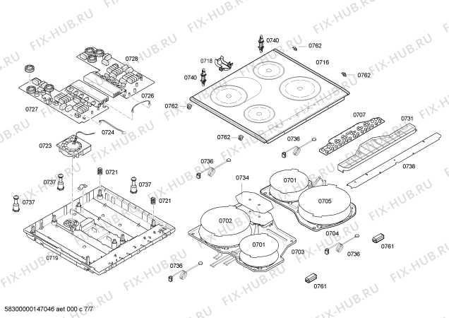 Взрыв-схема плиты (духовки) Bosch HCE748450 - Схема узла 07