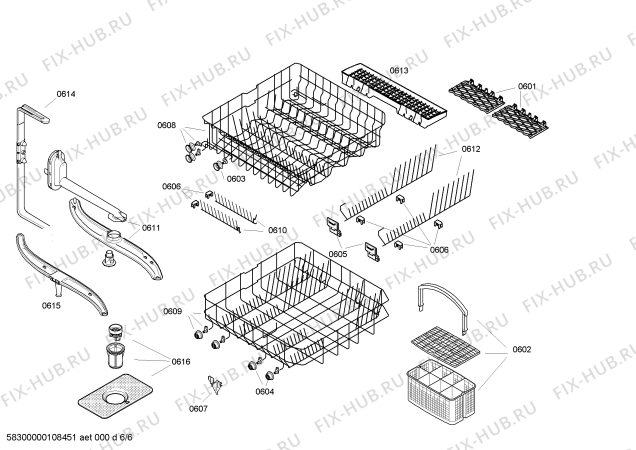 Взрыв-схема посудомоечной машины Bosch SGS53E62EU - Схема узла 06