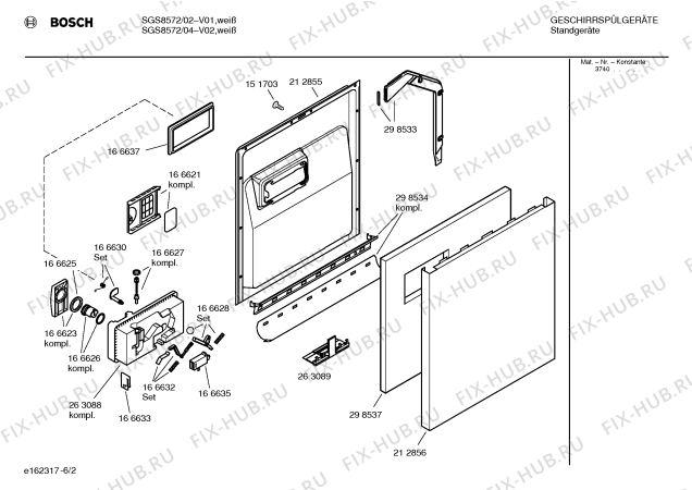 Взрыв-схема посудомоечной машины Bosch SGS8572 Exklusiv - Схема узла 02