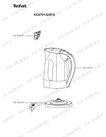 Схема №1 KO270132/87A с изображением Корпусная деталь для электрочайника Tefal SS-202257