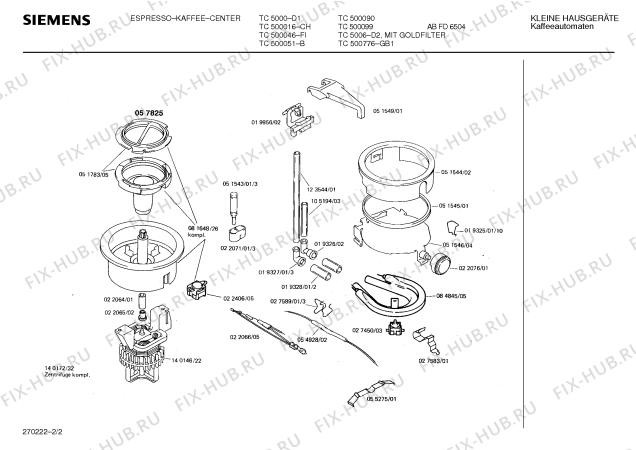 Взрыв-схема кофеварки (кофемашины) Siemens TC500776 - Схема узла 02