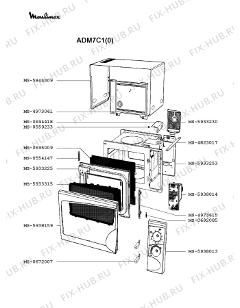 Взрыв-схема микроволновой печи Moulinex ADM7C1(0) - Схема узла 6P002059.8P2