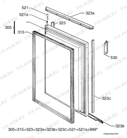 Взрыв-схема холодильника Rex CP120FB - Схема узла Door 003