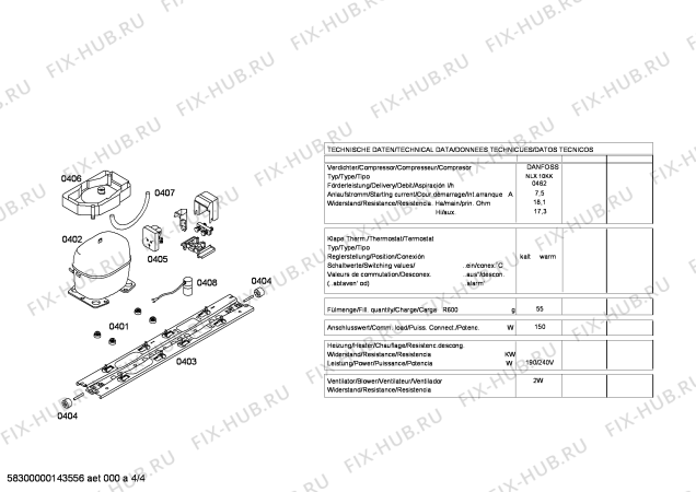 Взрыв-схема холодильника Pitsos P1KNT3620B - Схема узла 04