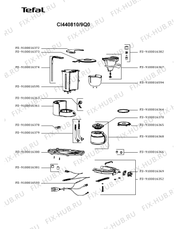 Схема №1 CI440810/9Q0 с изображением Сосуд для электрокофемашины Tefal FS-9100016595