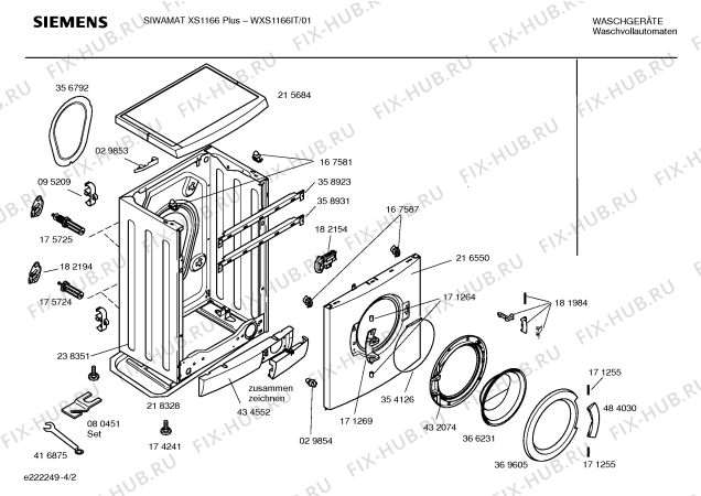 Схема №1 WXS1166IT SIWAMAT XS1166 Plus с изображением Таблица программ для стиральной машины Siemens 00587662