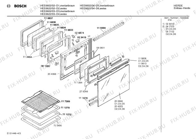 Схема №3 HEE6622 с изображением Панель для плиты (духовки) Bosch 00282201