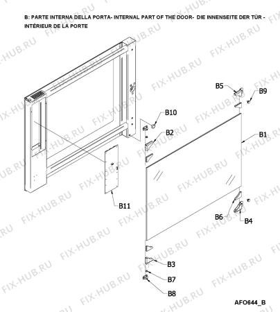 Схема №2 AFO 644 с изображением Дверь (стекло) духовки для электропечи Whirlpool 482000012816