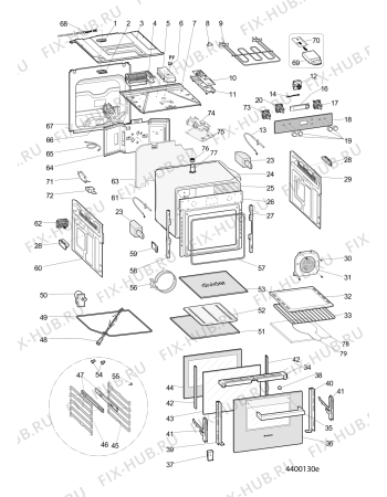 Схема №1 OS99DPIX (F059104) с изображением Дверца для духового шкафа Indesit C00279984