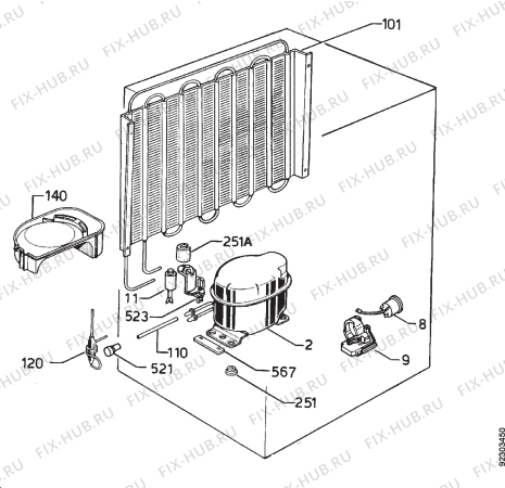 Взрыв-схема холодильника Aeg OEKO S.1446-1TK - Схема узла Cooling system 017