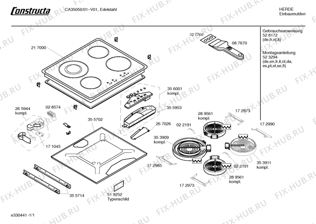 Схема №1 CA35050 с изображением Инструкция по эксплуатации для духового шкафа Bosch 00528172