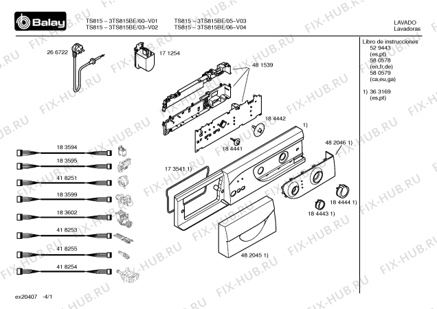 Схема №2 3TS834BE TS834 с изображением Инструкция по эксплуатации для стиральной машины Bosch 00529443