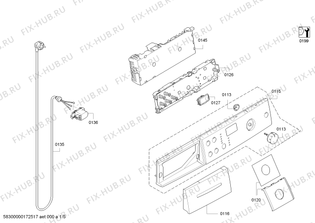 Схема №3 WAS28363FG Bosch Logixx 8 VarioPerfect с изображением Панель управления для стиральной машины Bosch 00744505