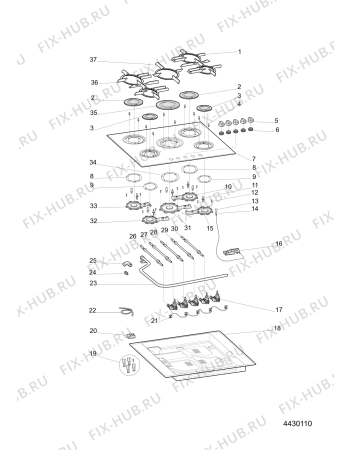 Схема №1 GX751FGX (F075038) с изображением Запчасть для плиты (духовки) Indesit C00288763