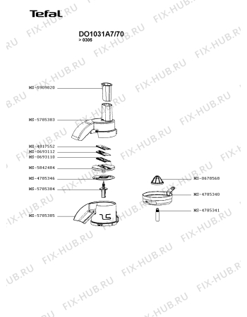 Взрыв-схема кухонного комбайна Tefal DO1031A7/70 - Схема узла QP002774.6P3