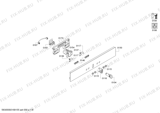 Схема №1 B12P42S3 Einländervarianten mit LO ausserhalb LOT с изображением Панель управления для плиты (духовки) Bosch 00746507