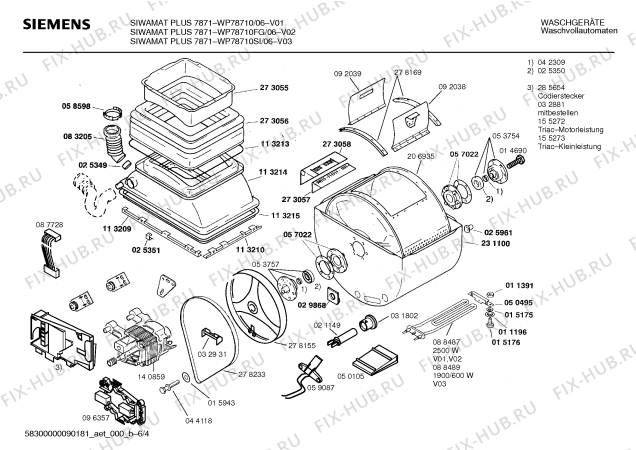 Схема №4 WP78210FG SIWAMAT PLUS 7821 с изображением Вкладыш в панель для стиралки Siemens 00278447