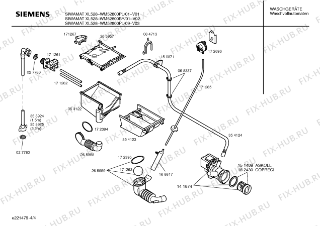 Схема №2 WM52801BY SIWAMAT XL528 с изображением Таблица программ для стиралки Siemens 00523932