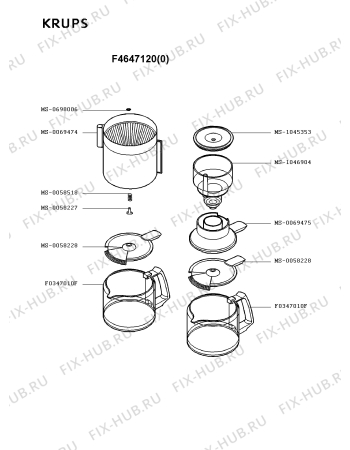 Взрыв-схема кофеварки (кофемашины) Krups F4647120(0) - Схема узла AP001833.4P2