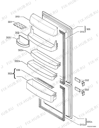 Взрыв-схема холодильника Juno Electrolux JKG7499 - Схема узла Door 003