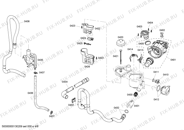 Взрыв-схема посудомоечной машины Bosch SHE4AM16UC - Схема узла 04