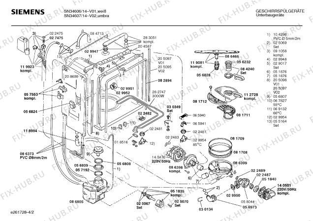 Взрыв-схема посудомоечной машины Siemens SN34607 - Схема узла 02